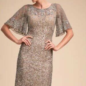BHLDN Helen Dress Silver Size 10 EUC
